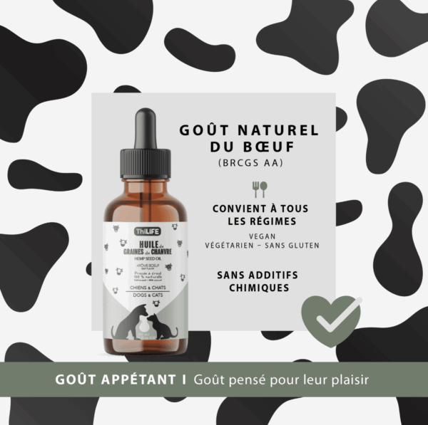 Recharge 100 ml huile de chanvre saveur bœuf pour animaux – Image 7