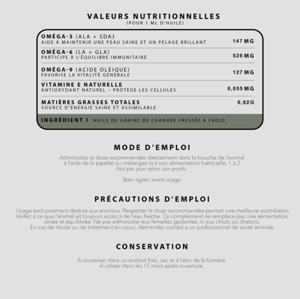 Recharge 100 ml huile de chanvre naturelle pour animaux – Image 5